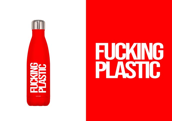 BOTELLA ACERO INOX ROJA 500 ML. FUCKING PLASTIC