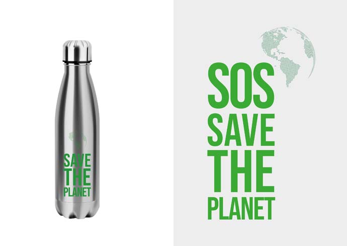 BOTELLA ACERO INOX SILVER 500 ML. SOS...THE PLANET