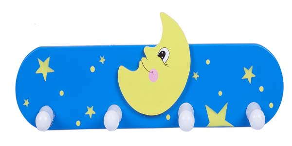 PERCHA MADERA INFANTIL PARED,COL.MOON