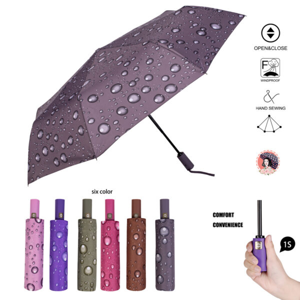 PARAGUAS AUT.PLEGABLE 6 COL.GOTAS LLUVIA